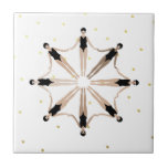 Modern Artistic Synchronized Swimmers Gold Dots   Ceramic Tile<br><div class="desc">Featuring a cool modern illustration of synchronized women artistic swimmers in a pool. Artistic swimmers gift design in trendy minimalist colors. Cool swim team gift. synchronized swimming team gifts, synchronised swimming team coach gift. Artistic swimmers girl team gifts ideas. Artistic swimming home decor, stationery, and more, please see more in...</div>