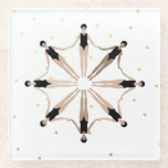 Modern Artistic Synchronized Swimmers Gold Dots Glass Coaster<br><div class="desc">Featuring a cool modern illustration of synchronized women artistic swimmers in a pool. Artistic swimmers gift design in trendy minimalist colors. Cool swim team gift. synchronized swimming team gifts, synchronised swimming team coach gift. Artistic swimmers girl team gifts ideas. Artistic swimming home decor, stationery, and more, please see more in...</div>