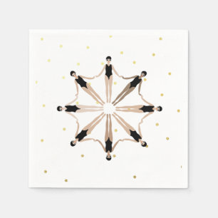 Modern Artistic Synchronized Swimmers Gold Dots  Napkins