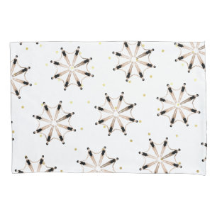 Modern Artistic Synchronized Swimmers Gold Dots  Pillow Case