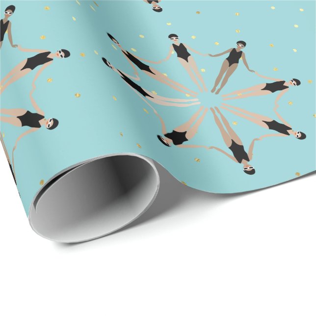 Modern Artistic Synchronized Swimmers  Wrapping Paper (Roll Corner)