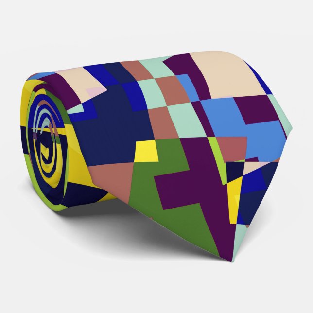 Modern Artistic Terrazzo Style Pattern Neck Tie (Rolled)