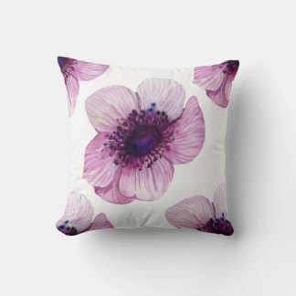 Modern Artistic Translucent Purple Flower Decorati Throw Pillow