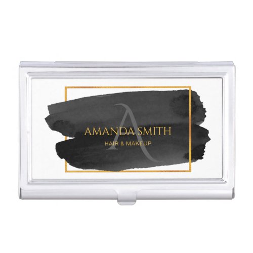 Modern Artistic Watercolor and Gold Business Card Case