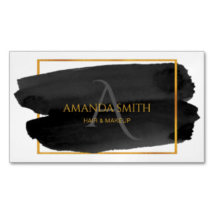 Modern Artistic Watercolor and Gold Business Card Magnet