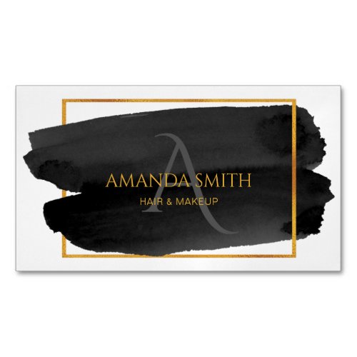 Modern Artistic Watercolor and Gold  Business Card Magnet