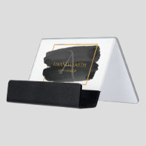 Modern Artistic Watercolor and Gold  Desk Business Card Holder