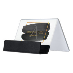 Modern Artistic Watercolor and Gold  Desk Business Card Holder