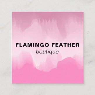 Modern Artistic Watercolor Pink Flamingo Boutique  Square Business Card