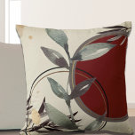 Modern Artistic Watercolor Throw Pillow<br><div class="desc">Stylish throw pillow features an artistic abstract design in an cream and burgundy wine color palette. An artistic abstract design features a watercolor leaf and a geometric circle composition with shades of green and gray with black and gold accents on a creamy ivory background. This abstract composition is built on...</div>