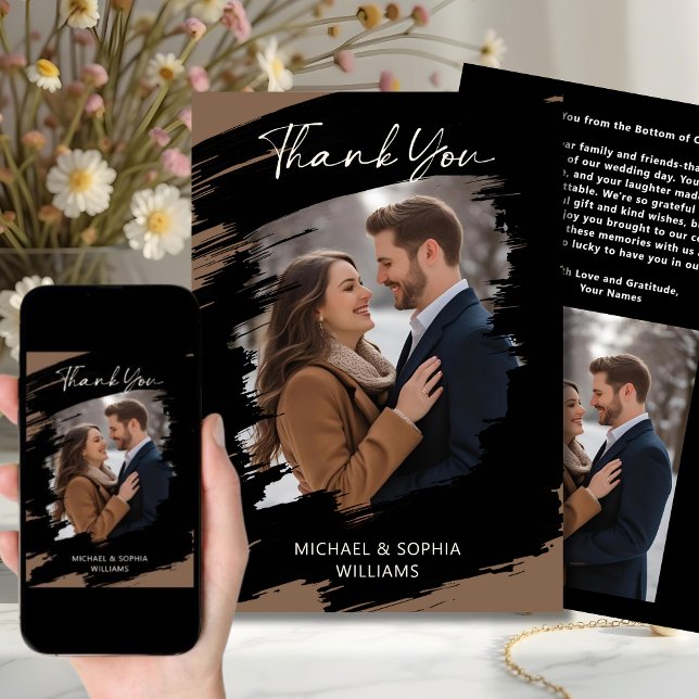 Modern Artistic Wedding Thank You Black Brown  Save The Date (Creator Uploaded)