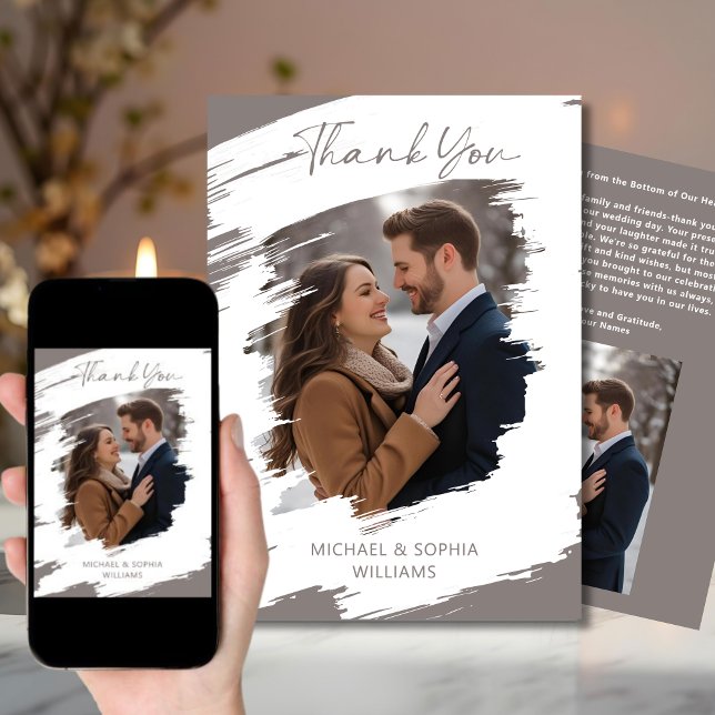 Modern Artistic Wedding Thank You Winter Gray  Invitation (Creator Uploaded)