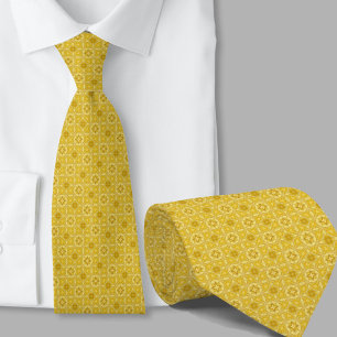 Modern Artistic Yellow Geometric Pattern Necktie