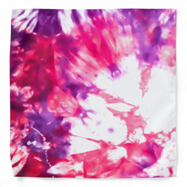 Modern Artsy Abstract Neon Pink Purple Tie Dye Bandana (Front)