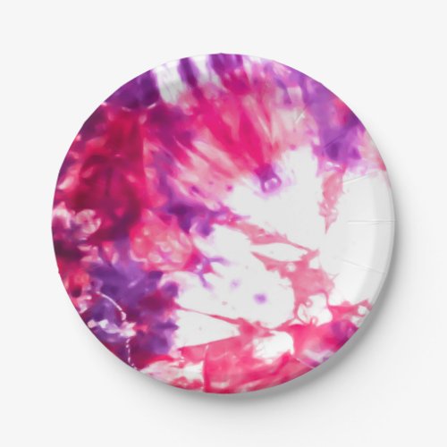 Modern Artsy Abstract Neon Pink Purple Tie Dye Paper Plates