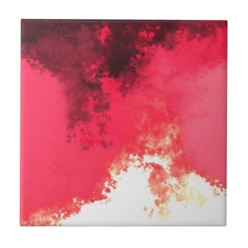 Modern Artsy Abstract Red Burgundy Inferno Art Ceramic Tile