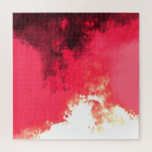 Modern Artsy Abstract Red Burgundy Inferno Art Jigsaw Puzzle