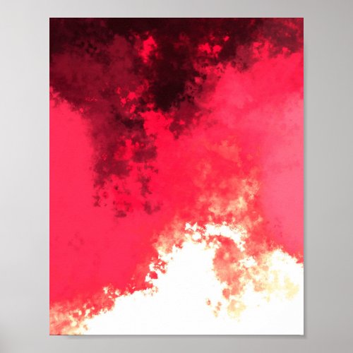 Modern Artsy Abstract Red Burgundy Inferno Art Poster