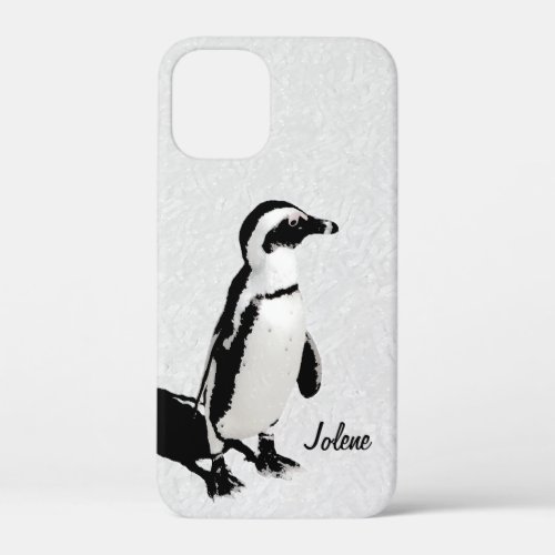 Modern Artsy Black White Penguin iPhone 12 Mini Case