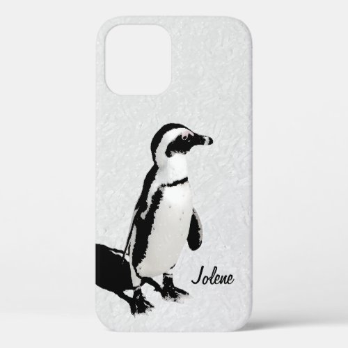 Modern Artsy Black White Penguin iPhone 12 Case