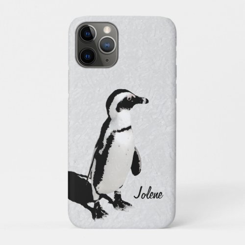 Modern Artsy Black White Penguin iPhone 11 Pro Case
