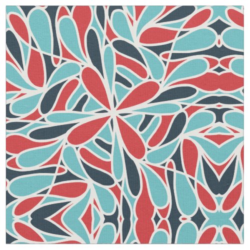 Modern Artsy Blue Red Abstract Geometric Pattern Fabric