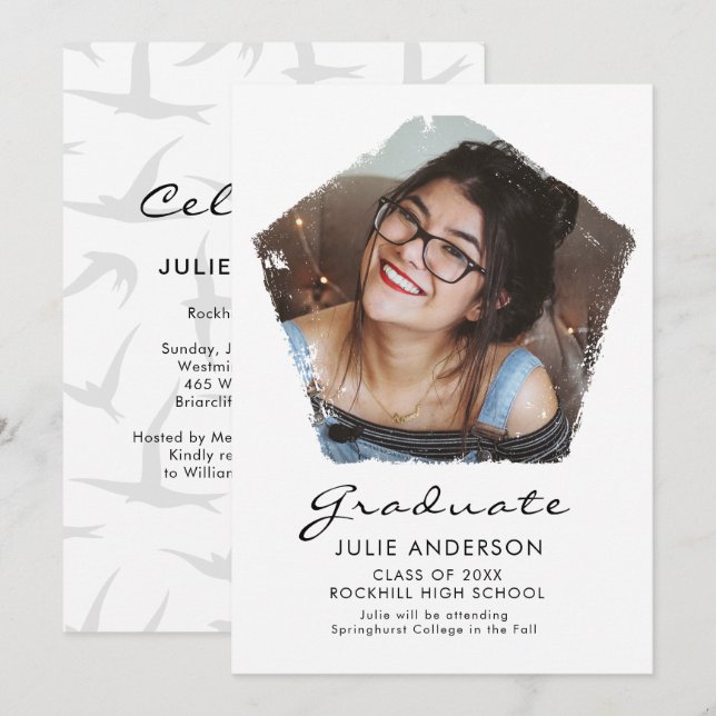Modern Artsy Cut-out Graduation Party Invite (Front/Back)