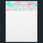 Modern Artsy Neon Pink Teal Abstract Paint Letterhead<br><div class="desc">This modern and artsy pattern is perfect for the fashionable hipster. It features a neon pink and teal green brushstroke abstract pattern on a simple white background. It's cool, unique, and trendy. ***IMPORTANT DESIGN NOTE: For any custom design request such as matching product requests, color changes, placement changes, or any...</div>