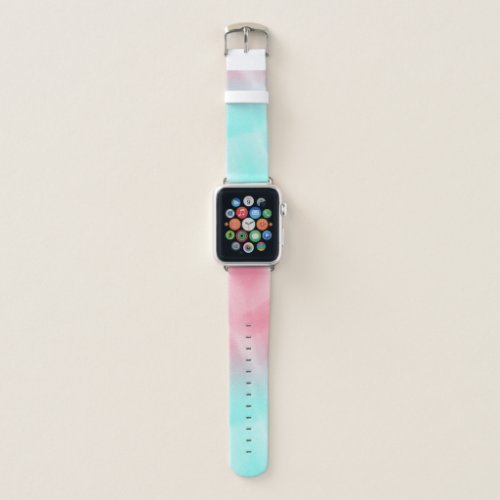 Modern Artsy Pink Aqua Watercolor Gradient Apple Watch Band