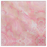 Modern Artsy Pink Gold Curved Stripes Marble Fabric