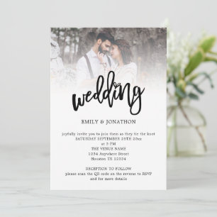 Modern Artsy Script Photo QR Code Wedding Invitation