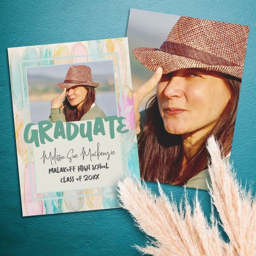 Modern Artsy Simple Boho Abstract Photo Graduation Announcement