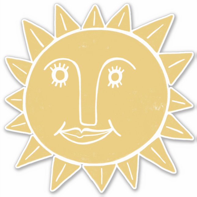 Modern Artsy Sun Trendy Drawing Sticker (Front)