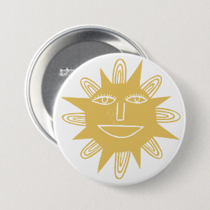 Modern Artsy Sun Yellow Cute Button