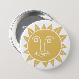 Modern Artsy Sun Yellow Cute Button