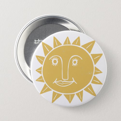 Modern Artsy Sun Yellow Cute Button