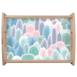 Modern Artsy Winter Trees Serving Tray