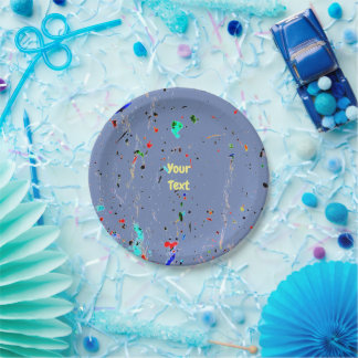 Modern Arty Paint Speckled Custom Paper Plates
