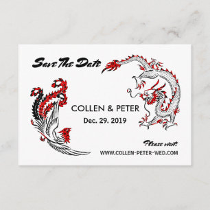 Modern Asian Chinese Dragon-Phoenix Save The Date