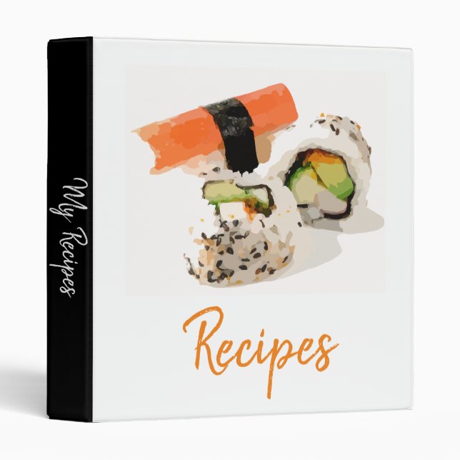 Modern Asian cooking Recipe Japanese sushi 3 Ring Binder (Front/Spine)