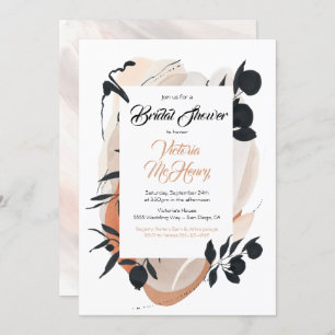 Modern Asian Ink Watercolor Neutral Bridal Shower Invitation