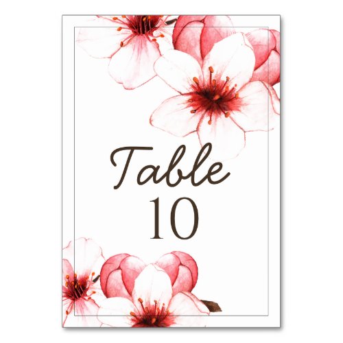 Modern Asian Inspired Cherry Blossom Wedding Table Number