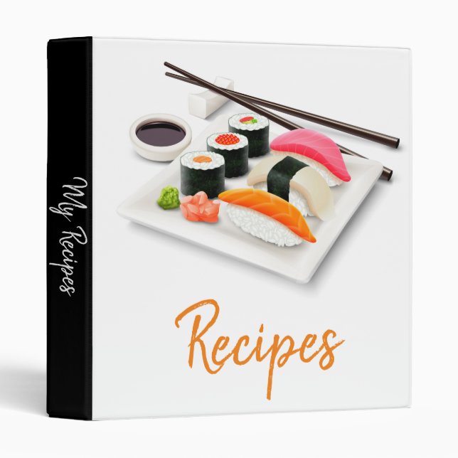Modern Asian Recipe Japanese sushi 3 Ring Binder (Front/Spine)