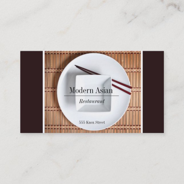 Modern Asian Restaurant Business Card (Front)