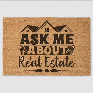 Modern Ask Me About Real Estate Broker Agent Fiber Doormat
