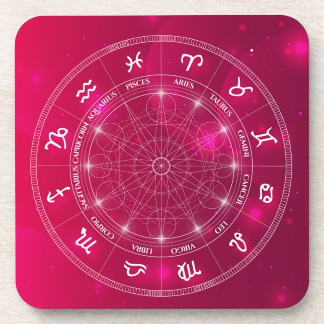 Modern Astrology Wheel zodiac gift Beverage Coaster (Front)