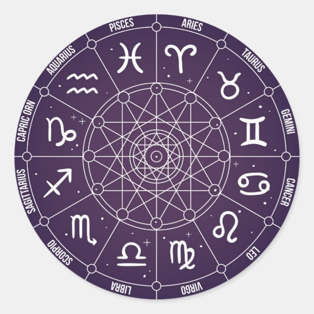 Modern Astrology Wheel zodiac gift Classic Round Sticker (Front)