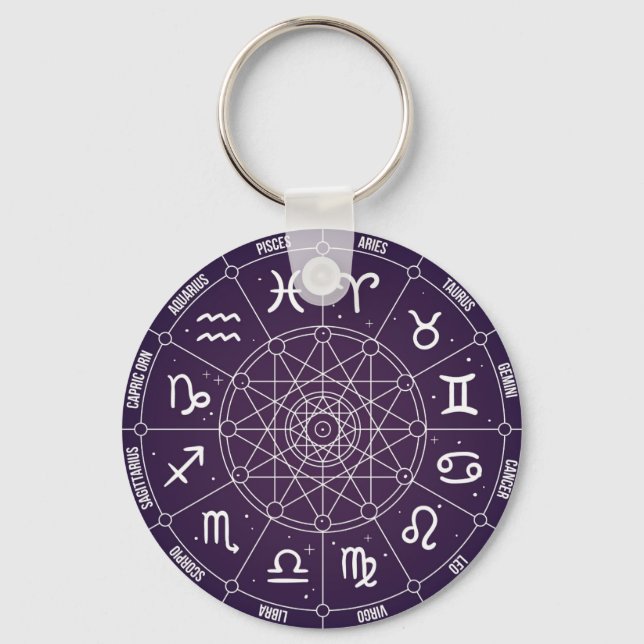 Modern Astrology Wheel zodiac gift Keychain (Front)