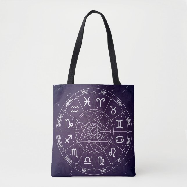 Modern Astrology Wheel zodiac gift Tote Bag (Front)
