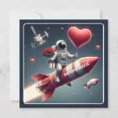 Modern Astronaut Valentine's  Holiday Card (Front)